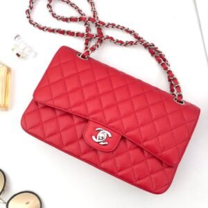 Chanel Caviar Quilted Medium Double Flap Red